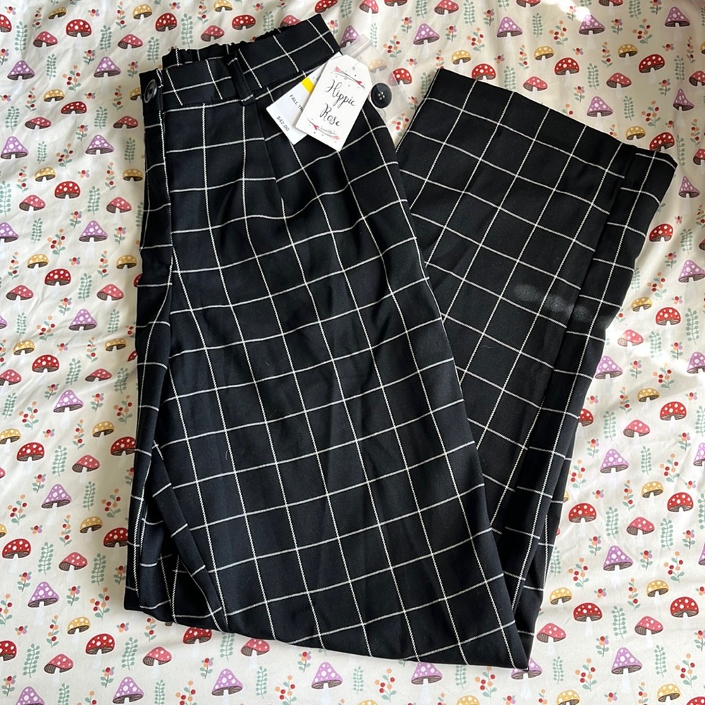 Grid Patterned Pants